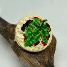 綠葉刺繡圓環十字繡自然飾品手工製作的禮物送給她