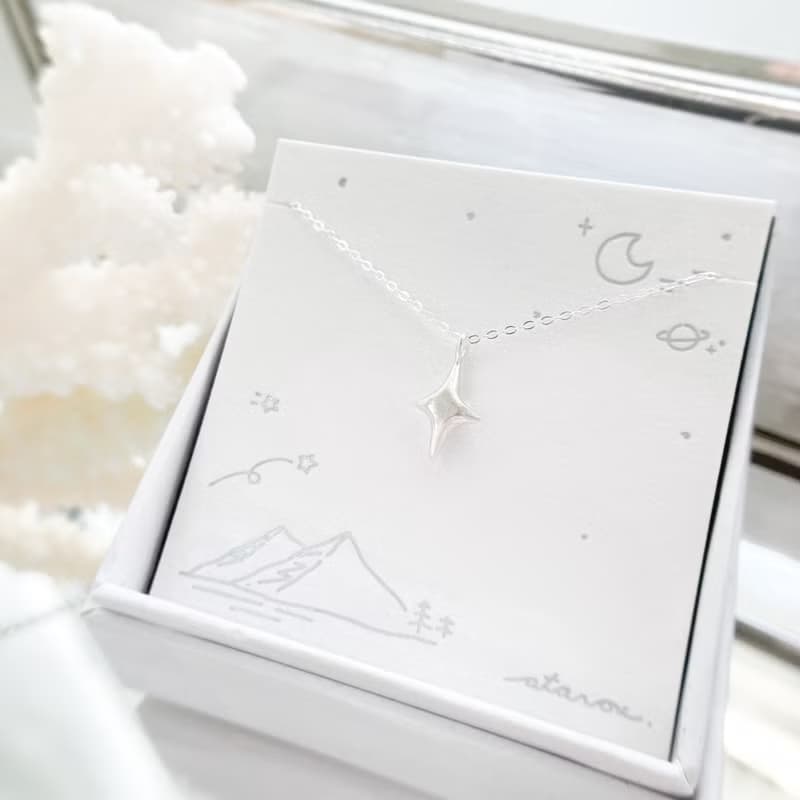 / 星塵 / 925純銀幸運四角星星項鍊 頸鏈 禮盒