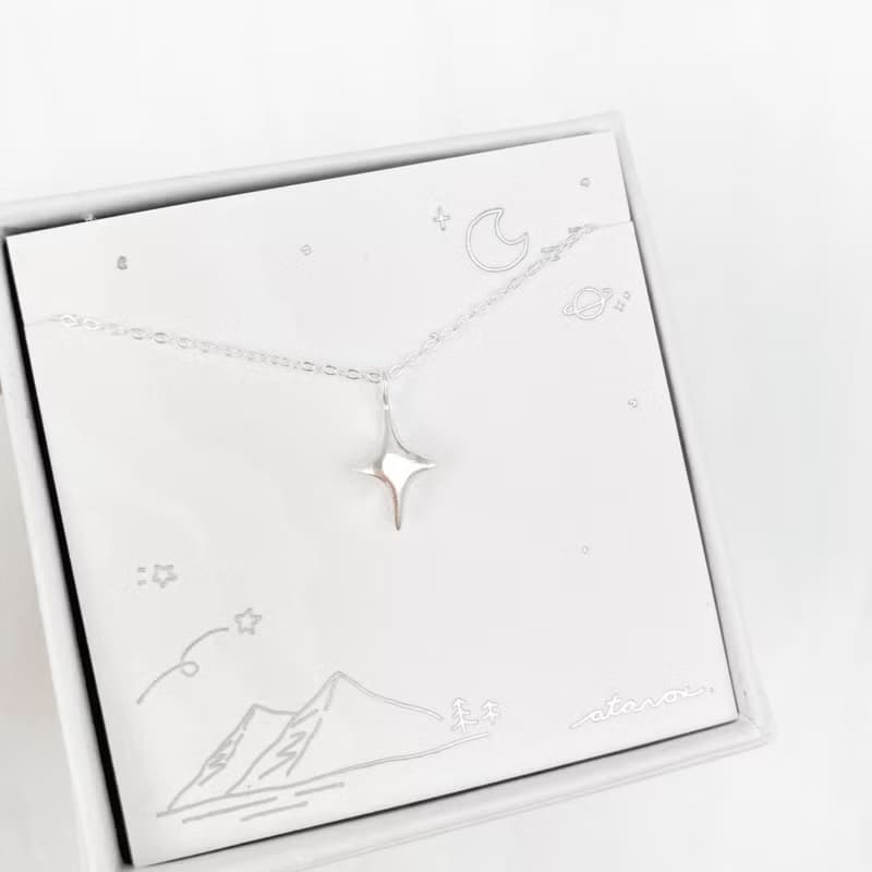 / 星塵 / 925純銀幸運四角星星項鍊 頸鏈 禮盒