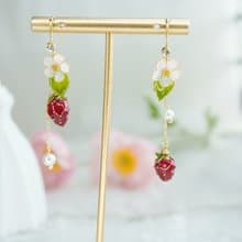 【紅色草莓耳飾】手工原創耳飾銅線樹脂 優雅 耳環/耳夾飾品