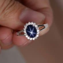 3.28 ct Natural star blue sapphier ring silver sterling size 7.0 free resize