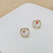 不規則透明細珍珠花蕊 耳環 生日 送禮