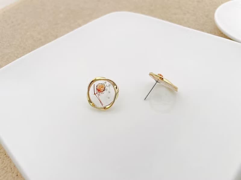 不規則透明細珍珠花蕊 耳環 生日 送禮