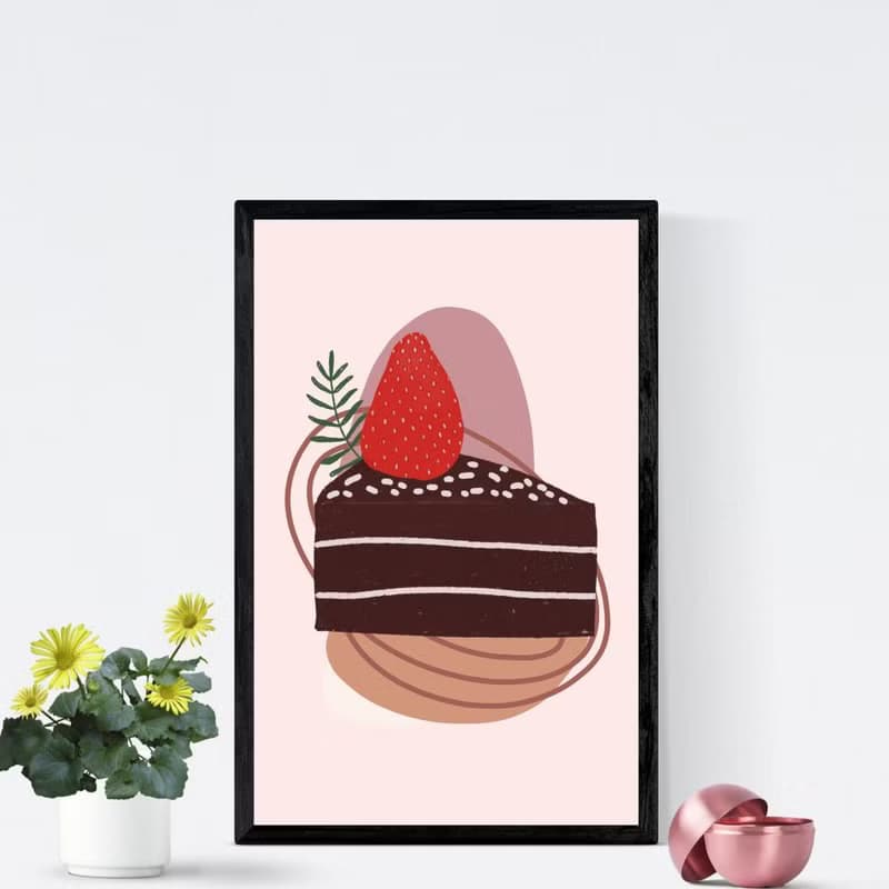 【數位】Lovely Piece of Chocolate Cake - Printable Wall Art - Instant Digital Download