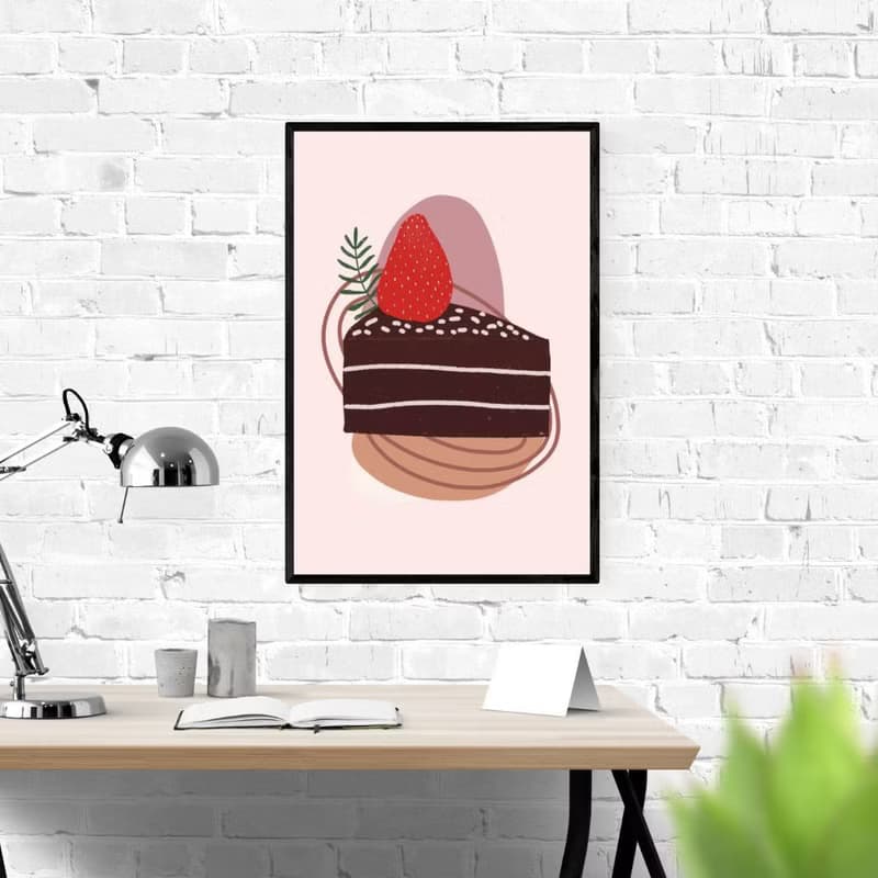 【數位】Lovely Piece of Chocolate Cake - Printable Wall Art - Instant Digital Download
