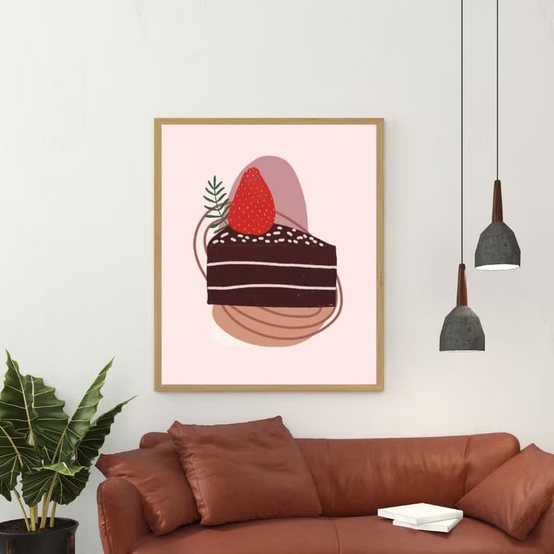 【數位】Lovely Piece of Chocolate Cake - Printable Wall Art - Instant Digital Download