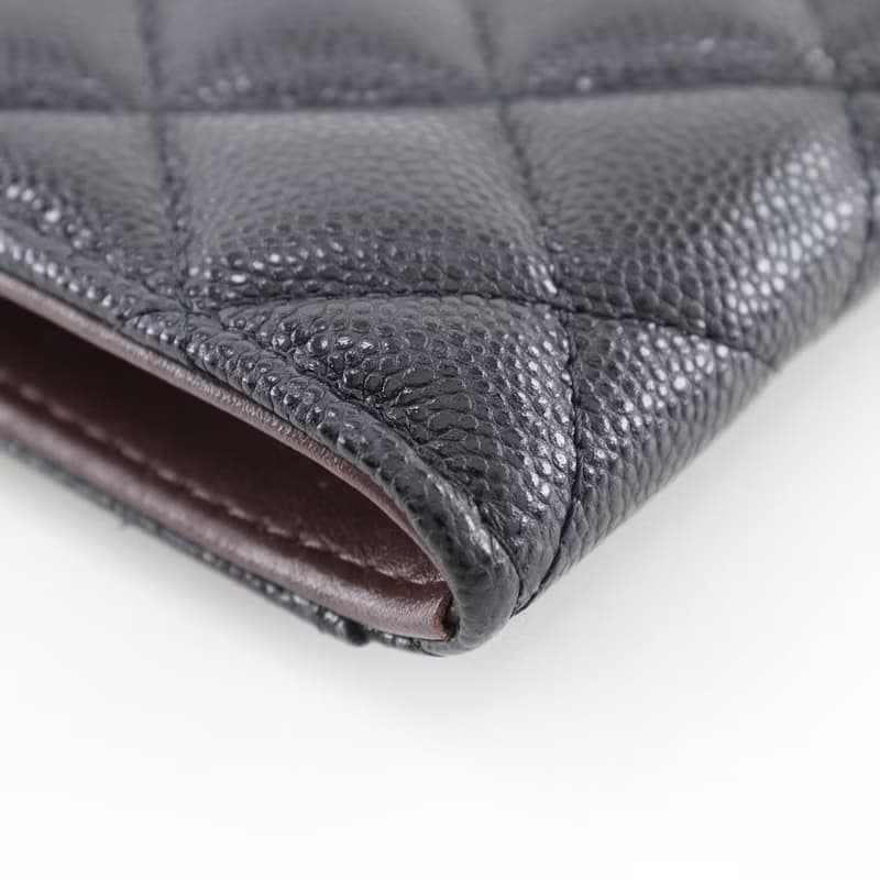 【日本直送】シャネル CHANEL マトラッセ コインケース L字ファスナー フラグメントケース キャビアスキン 黒 レディース【中古】