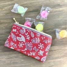 【小鳥と花と・・・】畳縁　ぺたんこ　ミニポーチ　小銭入れ　カードケース　茜色　赤　大人可愛い