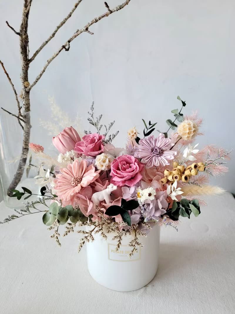 海藏設計│探索祕密花園。 繽紛粉紫永生盆花 開幕盆花 升遷花禮