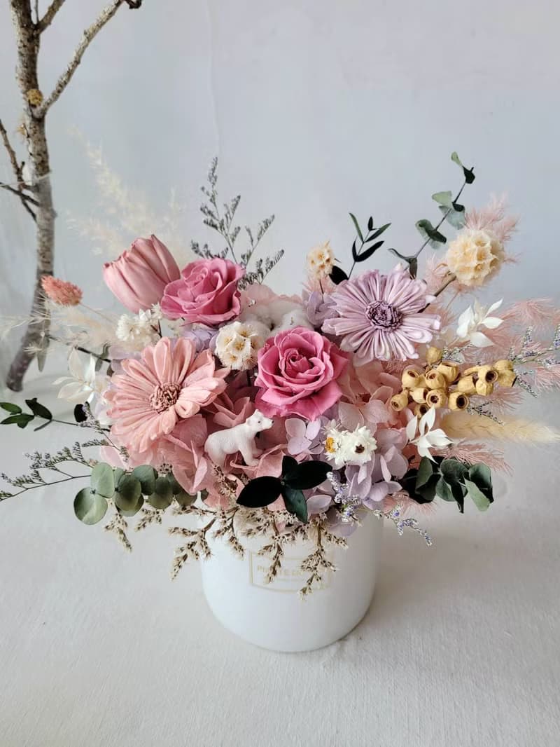 海藏設計│探索祕密花園。 繽紛粉紫永生盆花 開幕盆花 升遷花禮