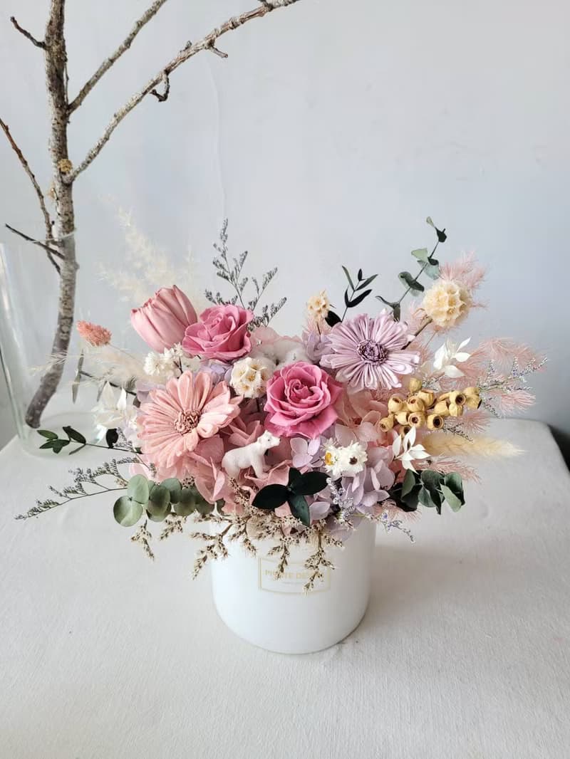 海藏設計│探索祕密花園。 繽紛粉紫永生盆花 開幕盆花 升遷花禮