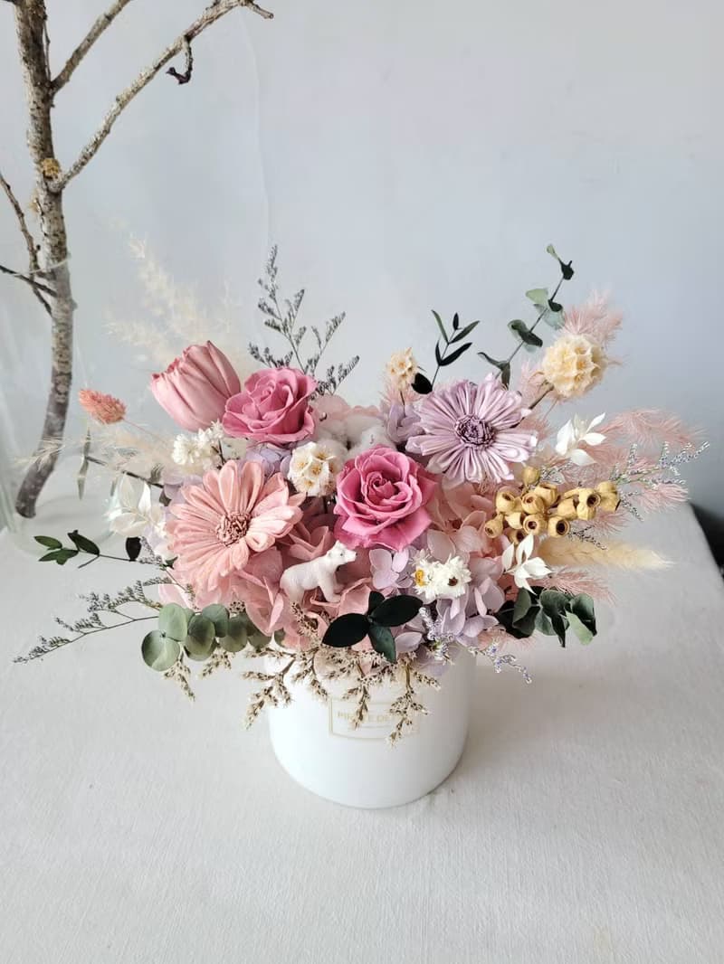 海藏設計│探索祕密花園。 繽紛粉紫永生盆花 開幕盆花 升遷花禮