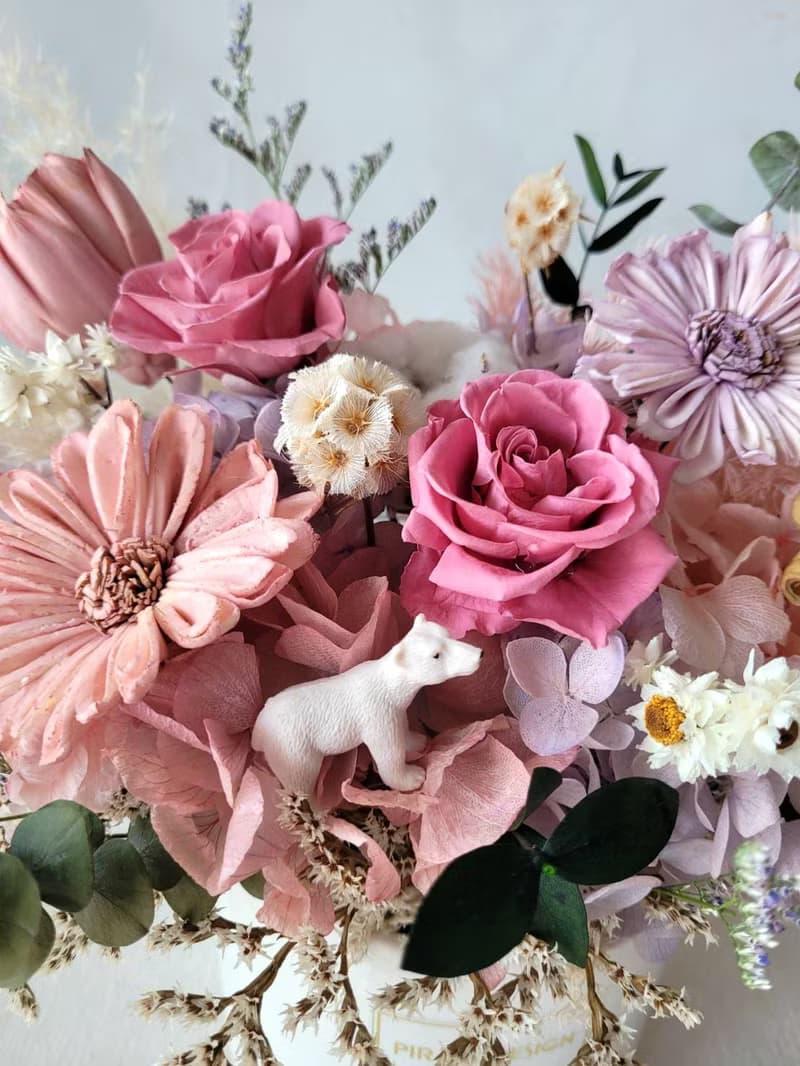 海藏設計│探索祕密花園。 繽紛粉紫永生盆花 開幕盆花 升遷花禮