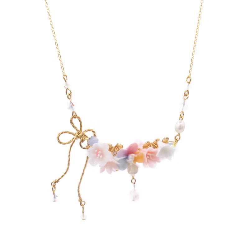 AURORA: 淡雪幻彩莓果花束項鍊輕量版 - 手工飾品