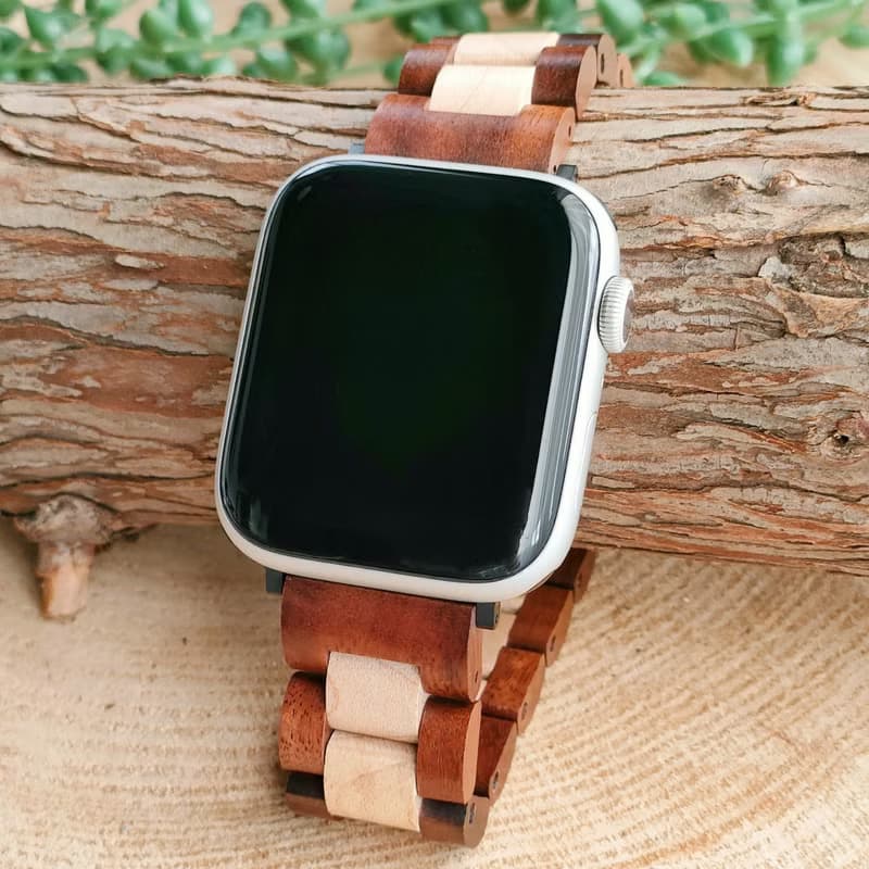 【木製バンド】EINBAND AppleWatch アップルウォッチ 天然木バンド 木のベルト 20mm【アカシア×メイプル】