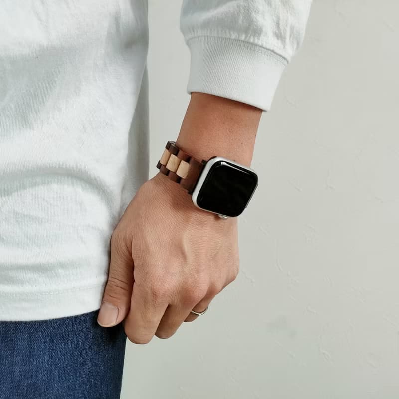 【木製バンド】EINBAND AppleWatch アップルウォッチ 天然木バンド 木のベルト 20mm【アカシア×メイプル】