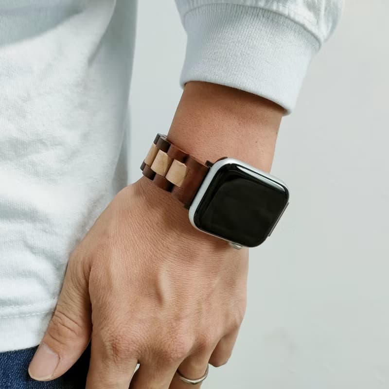 【木製バンド】EINBAND AppleWatch アップルウォッチ 天然木バンド 木のベルト 20mm【アカシア×メイプル】