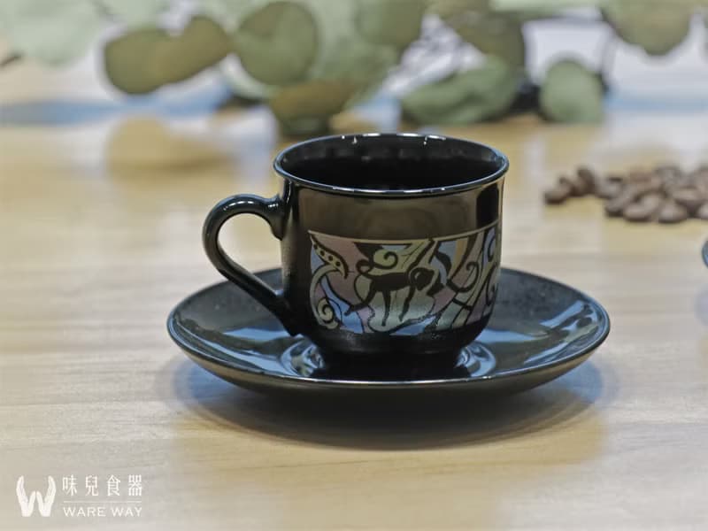 早期濃縮咖啡杯盤組－黑夜的猴子叢林 (餐具/舊貨/老物/玻璃)