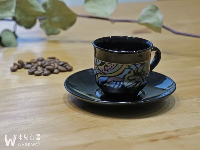 早期濃縮咖啡杯盤組－黑夜的猴子叢林 (餐具/舊貨/老物/玻璃)