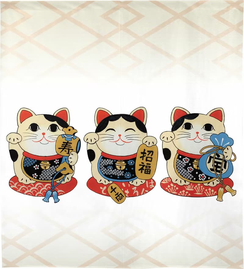 【預訂】日本製 三重招財貓短門簾