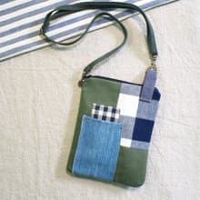 E*group 方塊拼布小物包  軍綠色