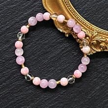 貓眼紫鋰輝石x夢幻女王貝x白水晶 黃銅手鍊 聚集正能量 提升魅力