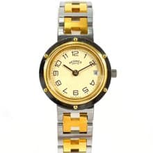 【日本直送 中古美品】エルメス HERMES 腕時計 クリッパー ステンレススチール/GP シルバー/ゴールド