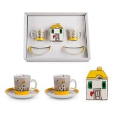 義大利EGAN- 歐式小屋系列 2咖啡杯1糖罐禮盒組 黃色 100ML