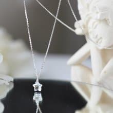 白水晶 星星 純銀項鍊。極細星星項鍊 日系 輕珠寶 手作項鍊 禮物