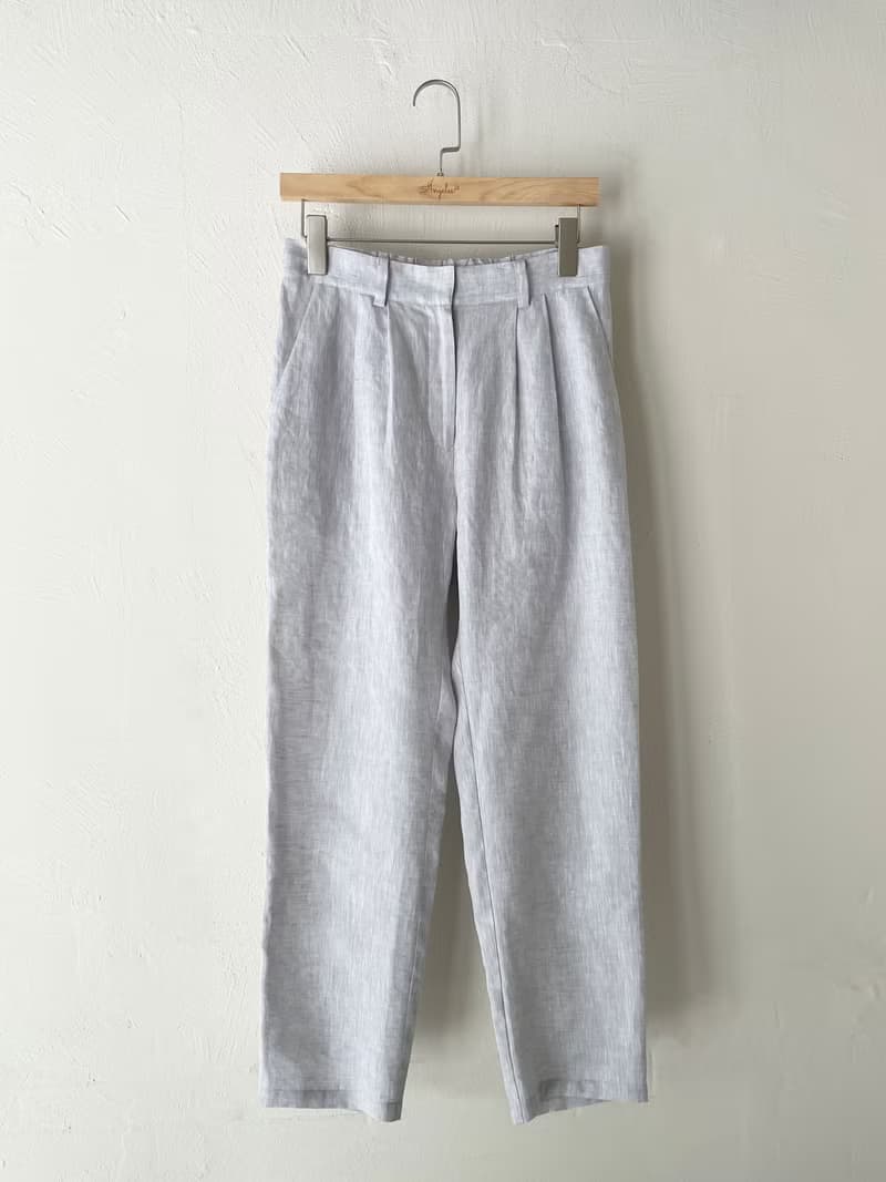 亞麻率性西裝褲(灰)