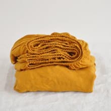 Turmeric linen fitted sheet / Softened linen bed sheet / Deep pocket