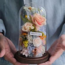 母親節永生花乾燥花玻璃盅-莫內花園 /生日禮物/刻字/母親節禮物/