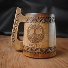 Tree of life Wooden beer mug Man birthday gift anniversary gift viking gift