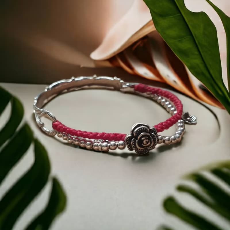 925純銀手鍊 蠶絲蠟線幸運繩