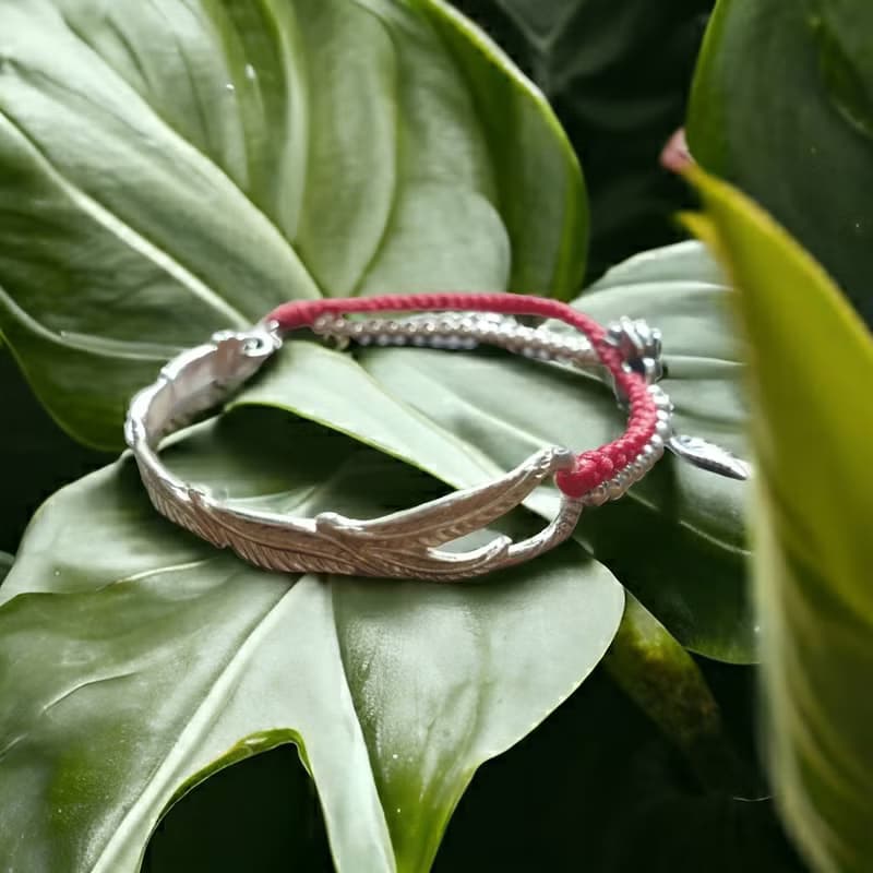 925純銀手鍊 蠶絲蠟線幸運繩