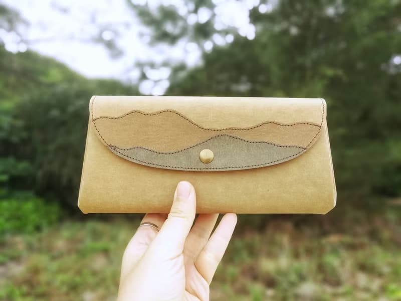 *三色山形* 水洗牛皮紙 風琴錢包/ 可斜背