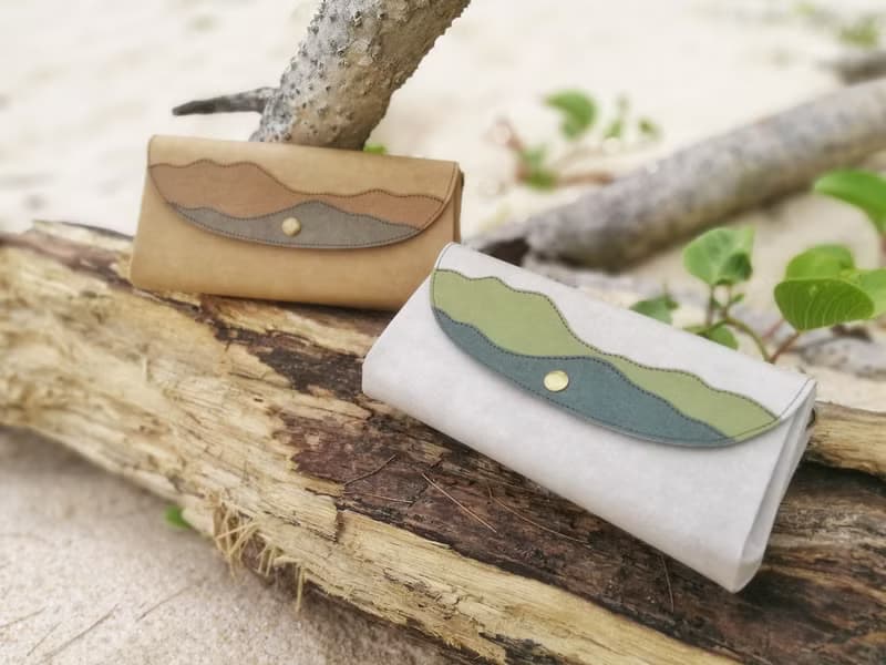 *三色山形* 水洗牛皮紙 風琴錢包/ 可斜背