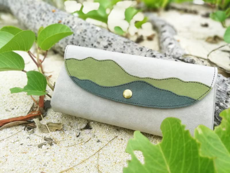 *三色山形* 水洗牛皮紙 風琴錢包/ 可斜背