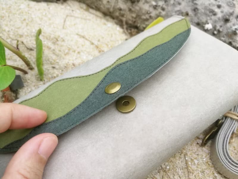 *三色山形* 水洗牛皮紙 風琴錢包/ 可斜背