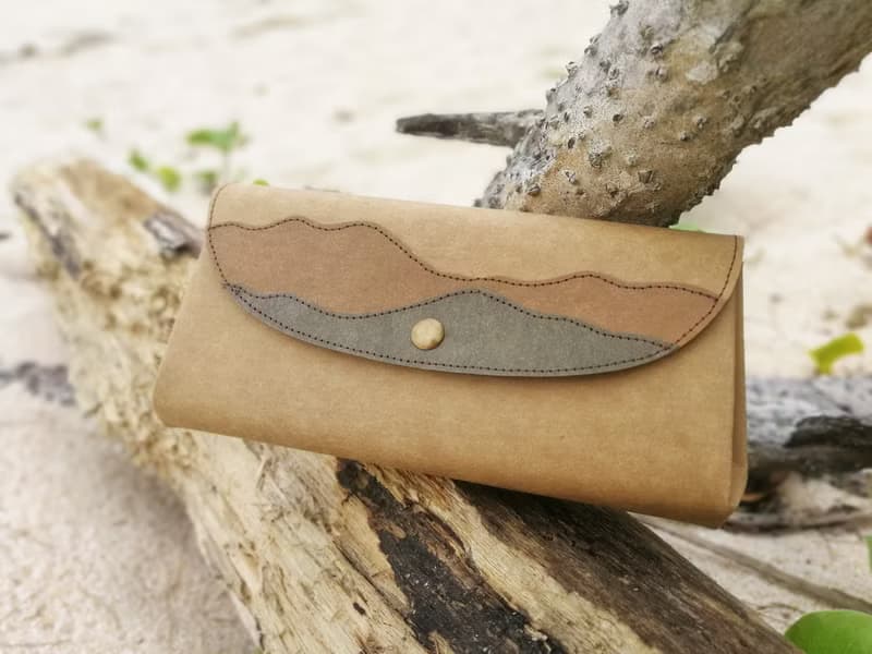 *三色山形* 水洗牛皮紙 風琴錢包/ 可斜背