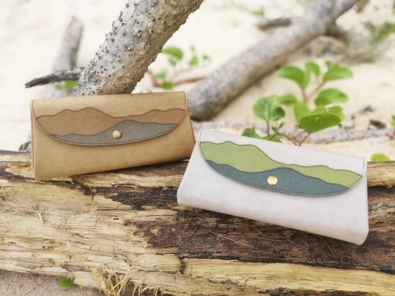 *三色山形* 水洗牛皮紙 風琴錢包/ 可斜背