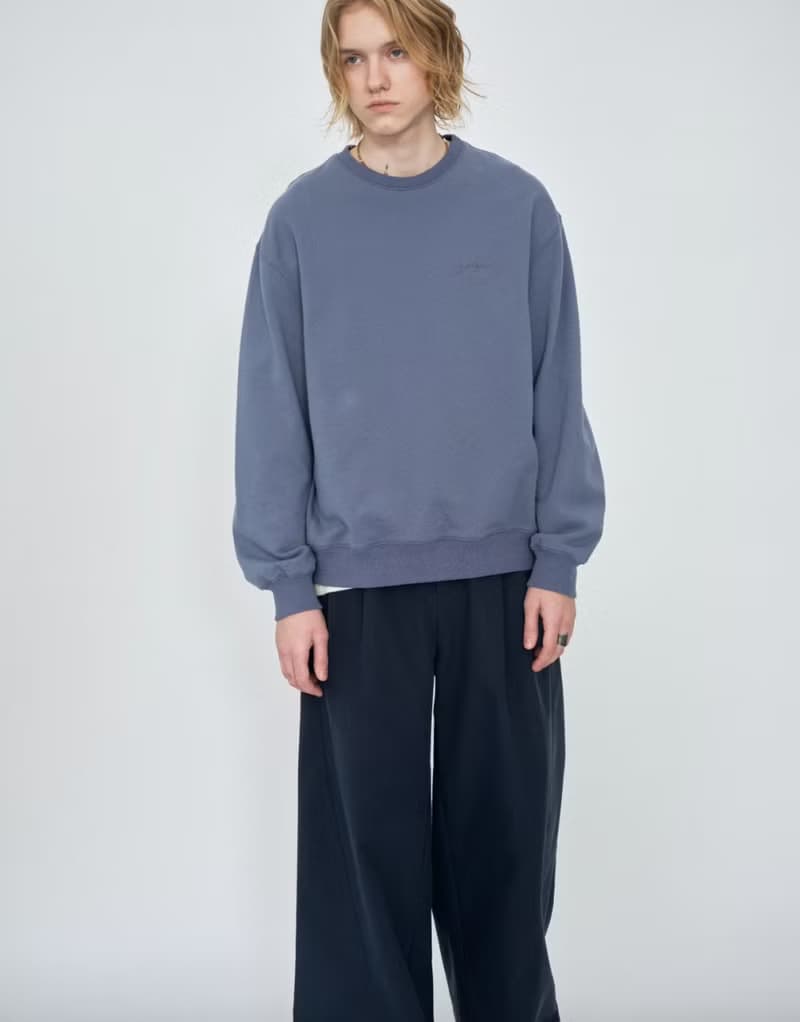 日系復古 刺繡重磅圓領衛衣 情侶上衣