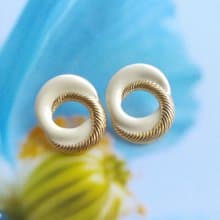 Vintage Jewelry 西洋古董飾品 復古 簡約 白琺瑯 雙圈 針式耳環