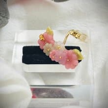長耳夾系列 - 粉色小花長耳夾