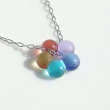 小さなお花ガラス(ぷちはな【パステル】)チェーンネックレス【綿紐、シルバー925選べます】【受注制作】
