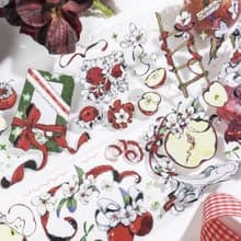 蘋果結 復古節日元素 PET 和紙膠帶 貝殼光