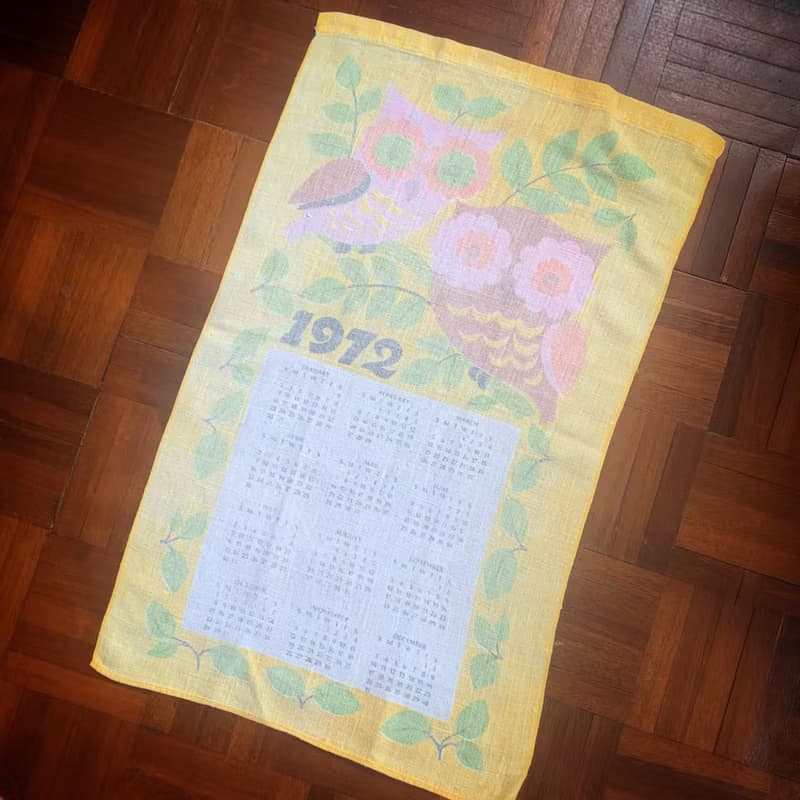 1972 美國早期布面月曆 貓頭鷹
