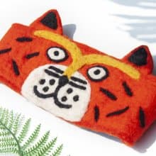 羊毛氈髮帶 動物造型髮帶 日系繽紛髮帶 日本風針織髮帶-橘色老虎