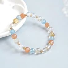 獨角獸 黃水晶海藍寶鈦晶橙月光石手鍊 - 輕鬆快樂