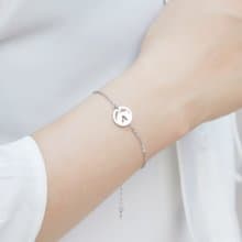 小貓咪頭字母手鍊 - 抗敏醫療鋼